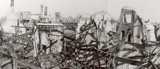 The wreckage of Bonds after the bombing