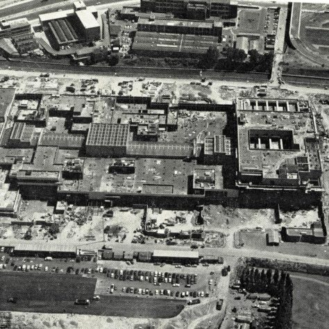 An overhead image of the Brent Cross construction site. John Lewis Brent Cross can be located on the right hand side of this particular photograph