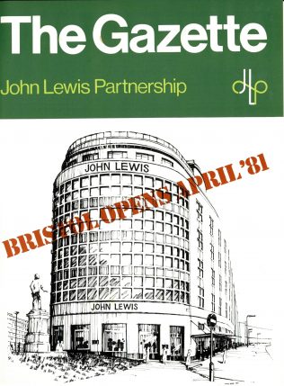 The front cover of the Gazette declares John Lewis Bristol open