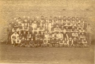 A photpgraph of the Cummersdale print works staff from 1890