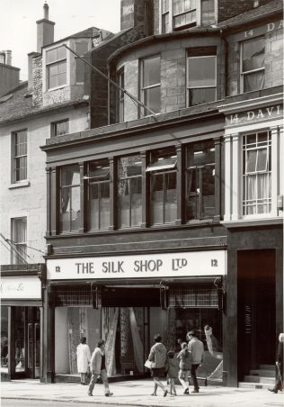 The exterior of the Silk Shop, Edinburgh, taken in 1971