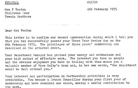 Three year review letter, 1975