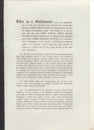 The opening page of the First Trust Settlement The opening page of the First Trust Settlement