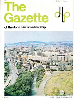 The front cover of the Gazette celebrates the opening of John Lewis Edinburgh