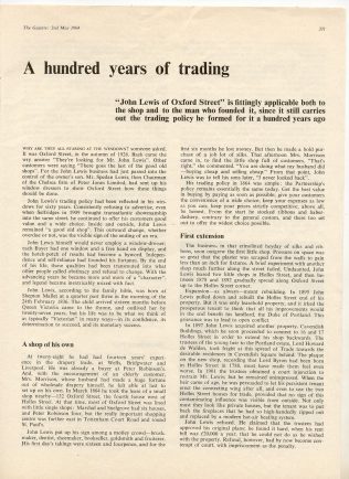 A Gazette article on one hundred years of trading in Oxford Street