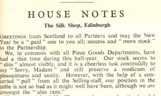 House notes for the Silk Shop, Edinburgh from a Gazette of 1946