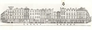 A street view of Oxford Street from the late 1700's, showing the location of number 132 A street view of Oxford Street from the late 1700's, showing the location of number 132