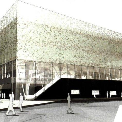 An artist's impression of John Lewis Leicester, complete with glass