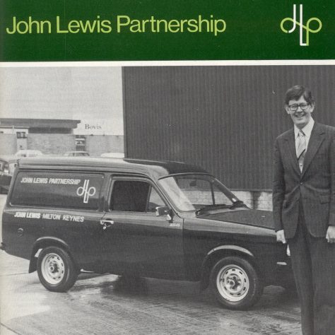 The front cover of the Gazette, showing the arrival of the first van with John Lewis Milton Keynes adjourning the side