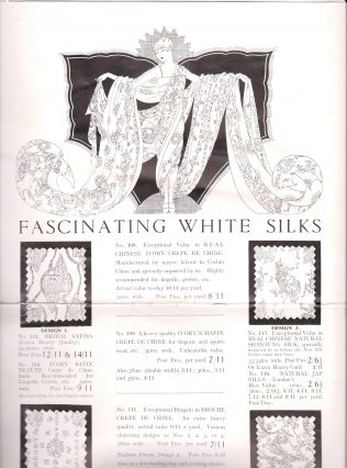 A page from a 1926 Peter Jones catalogue, advertising oriental white silks