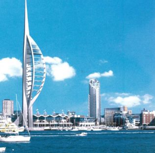 An artist's impression of the Gunwharf Quay's development, complete with Spinnaker Tower. A brand new John Lewis Portsmouth was to play a vital part in the development plans, until the whole idea was scrapped in late 2005