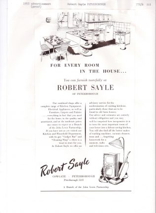 A Robert Sayle Peterborough advertisment from 1953