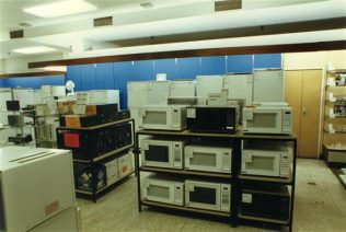 Microwave ovens ready for demonstrating. | JLP Archive Collection