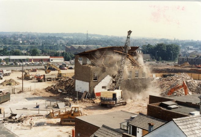 Buildings behind the Lower High Street and Queens Road being demolished. | JLP Archive Collection