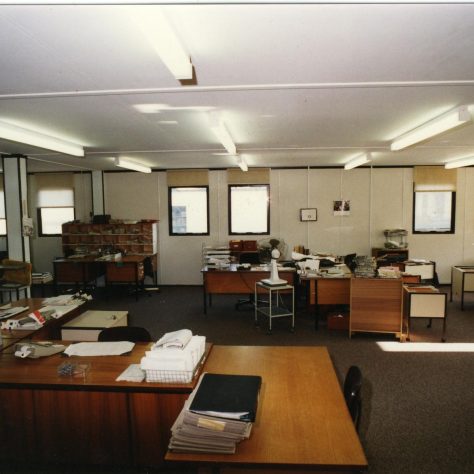 Offices inside the portacabin. | JLP Archive Collection