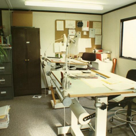 Kitchen Planning Department in the portacabin. | JLP Archive Collection