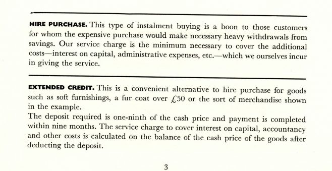 Details of the credit facilities available. | JLP Archive Collection