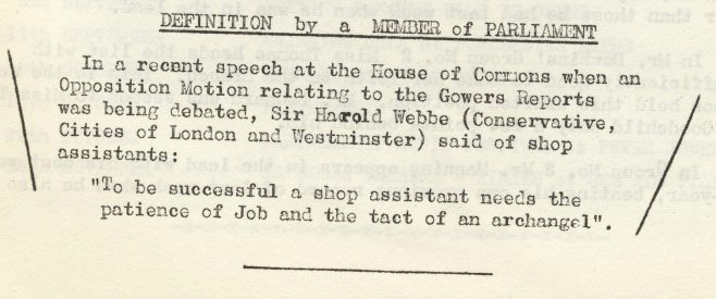 Definition of a shop assistant | Volume 6, 13 July 1957