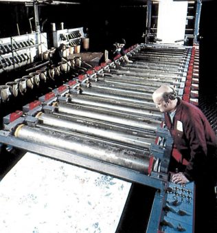 Rotary screen printing at Stead's 1985