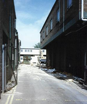 Rear of Trewins 1990, Russells on left, receiving dock on right. Rear of Trewins 1990, Russells on left, receiving dock on right. | JLP Archive Collection