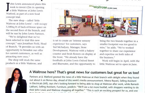 New concept little Waitrose for JL Watford.