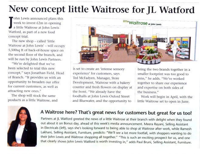 New concept little Waitrose for JL Watford.