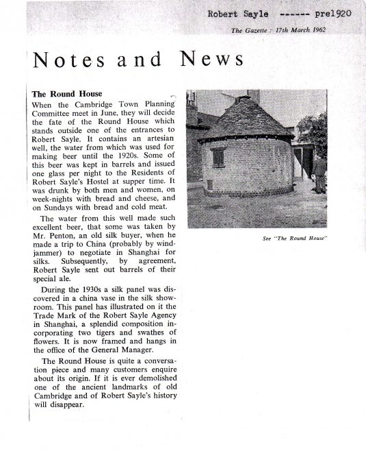 Fate of the round house. From the John Lewis Gazette.