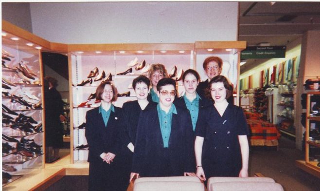 Robert Sayle Shoe department team, (front left Julie Start -back right Louise)