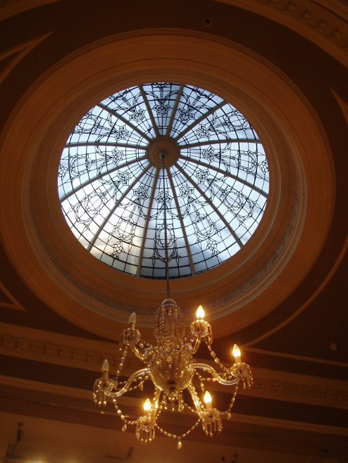 Dome and Chandelier at top of main staircase.