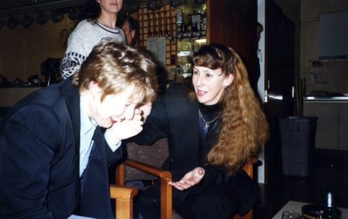 Pam Bodger and Sue Hyslop in the Robert Sayle Cash Office