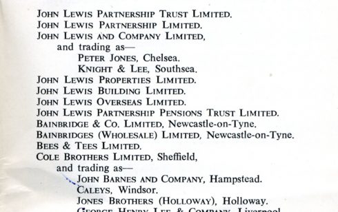 List of John Lewis Department Stores listed Cole Brothers trading as Robert Sayle.