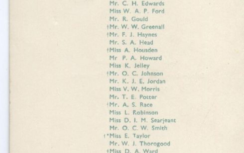 List of members of the Waterloo Club/25 year club. 1959