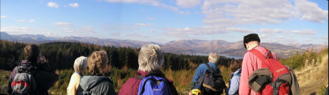 RS Rambling Club looking over Windermere at Ambleside Park.