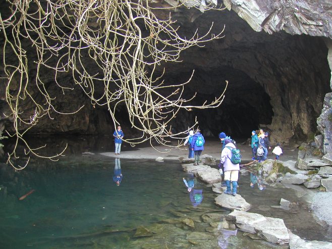 RS Rambling Club members on our annual visit to Ambleside Park exploring  Rydal Cave.