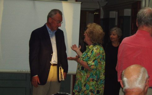 Chris Mitchell (MD Robert Sayle) with Audrey Walters at the 75th Anniversary tea party