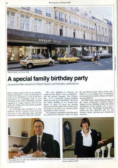 More of the Gazette article celebrating the 150th anniversary of Robert Sayle