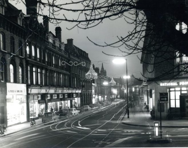 Robert Sayle trading at Christmas. Notice how quiet  St Andrews St is compared to today's traffic