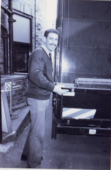 A young Simon Cassidy ready to unload a van in the shop yard