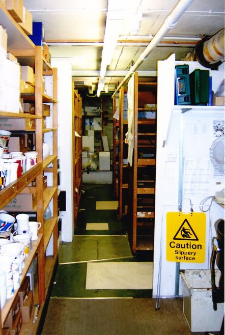 Basement stockroom area.