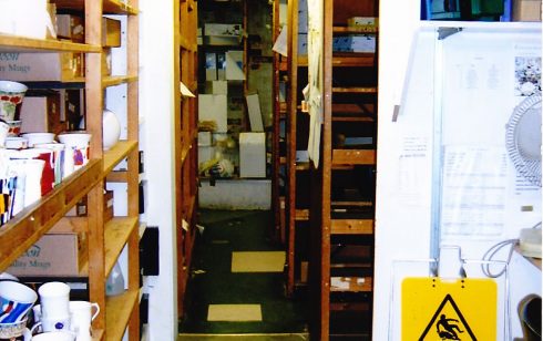 Basement stockroom area.