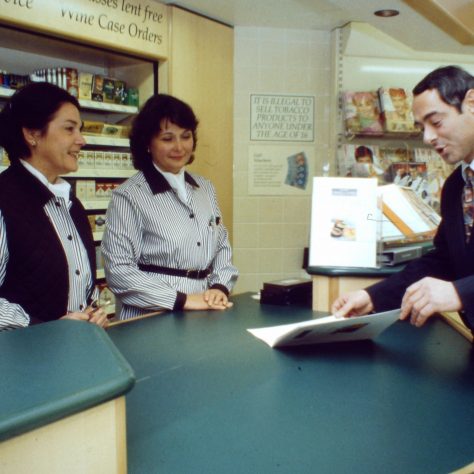 Berkhamsted BM Chris Blows, Anne Langford and Colleen Thorne 1996 | John Lewis Partnership archive collection