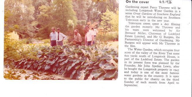 Percy Thrower at Longstock water garden 1976 | John Lewis Partnership archive collection