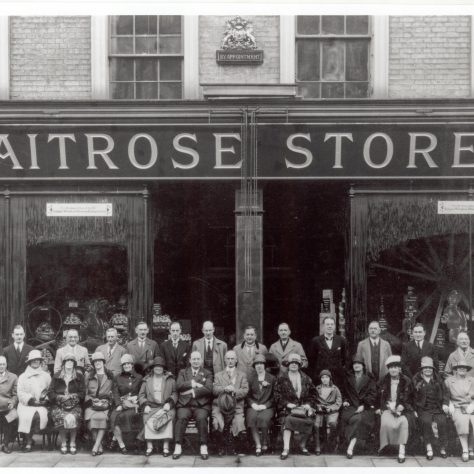 Waitrose Gloucester Road 1928, Mr Waite centre wearing spats | Grocers Gazette