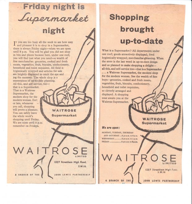 Supermarket advertising 1955 | John Lewis Partnership archive collection